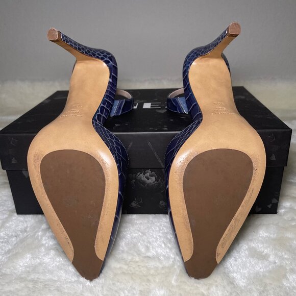 Inez Diana Slingback heel stiletto, azul blue croco, size 10 - Picture 9 of 10